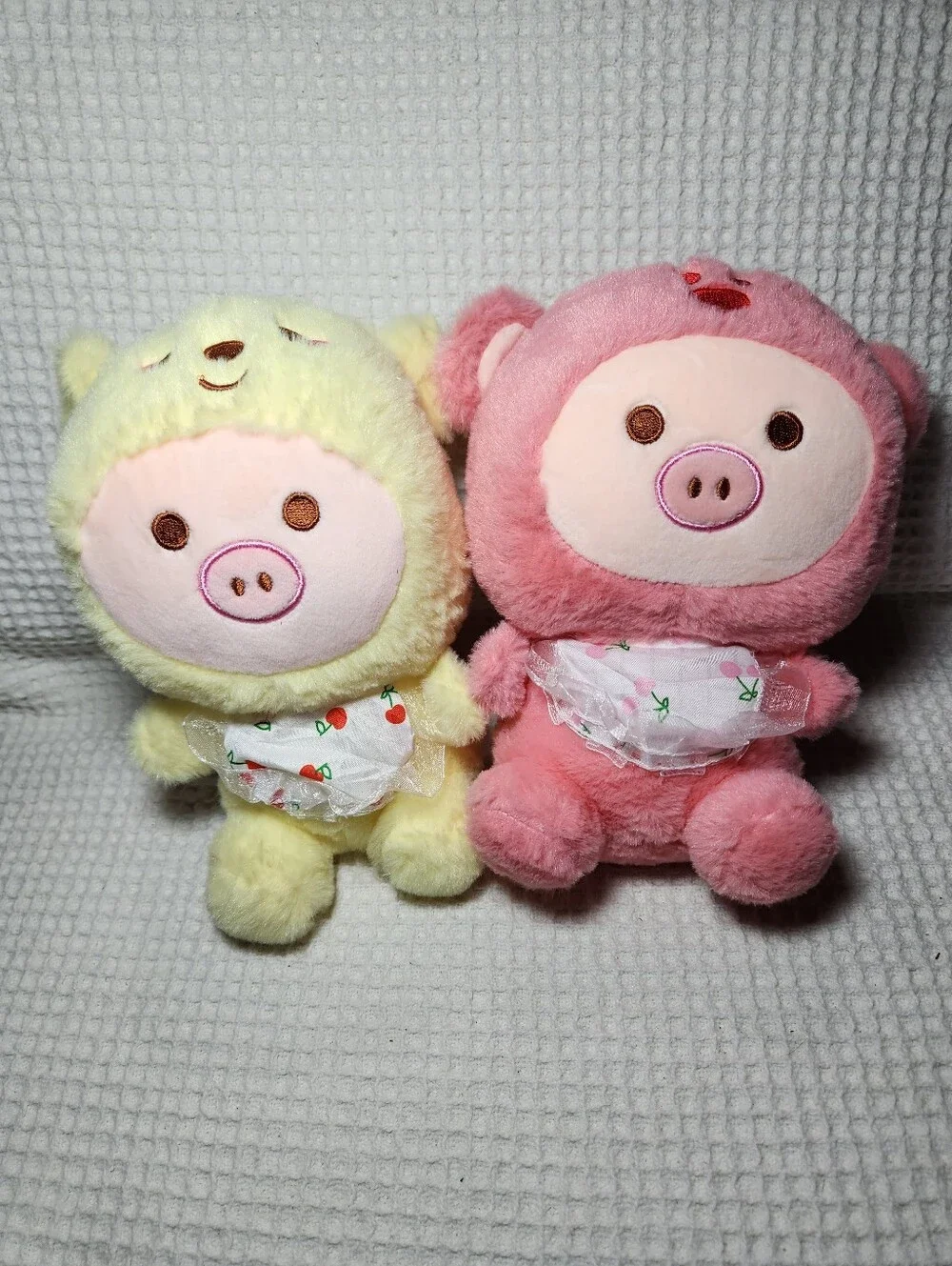 Plush Piglet Pair - Pink and Pale Yellow Soft Stuffed Animals